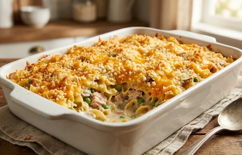 Tuna Noodle Casserole with Steamed Peas - Recipe 1