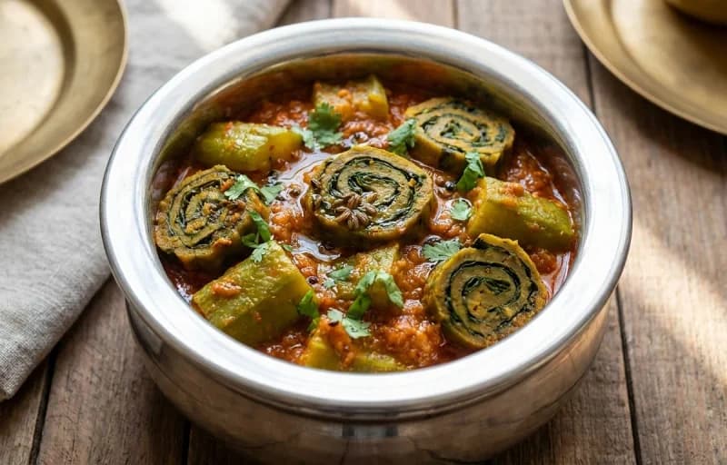 Turiya Patra nu Shaak, Rotli and Kachumber Salad - Recipe 1