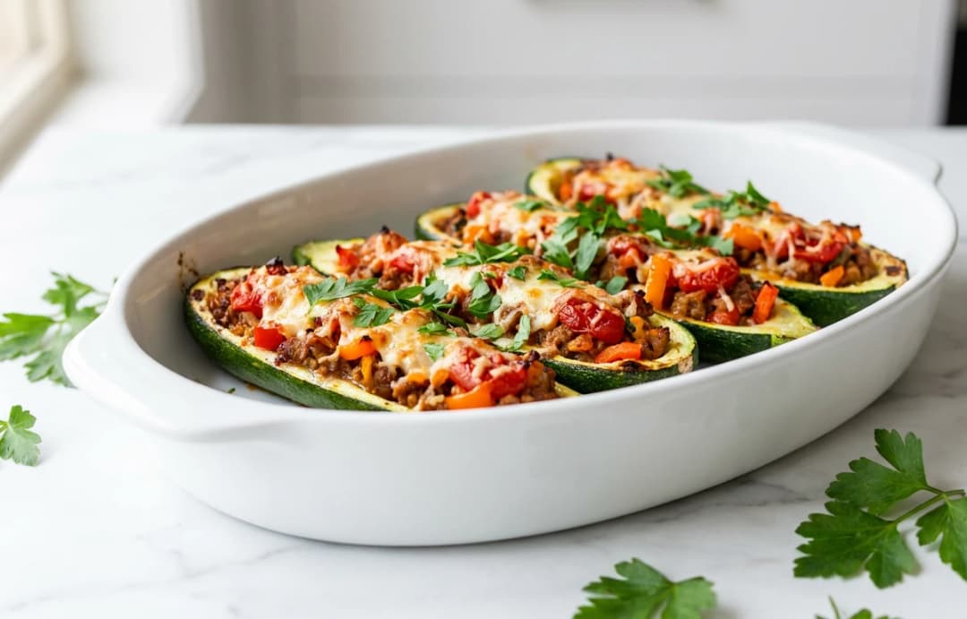 Turkey-Stuffed Zucchini Boats