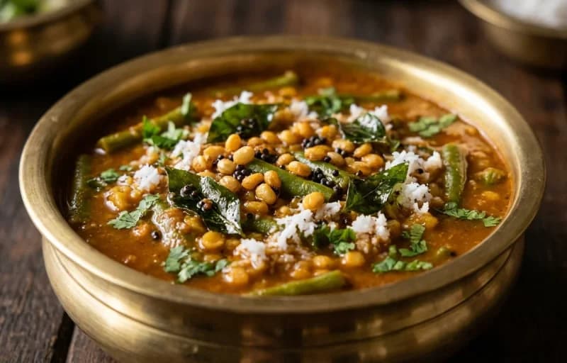 Steamed Basmati Rice, Udupi Bassaru and Vegetable Palya - Recipe 2