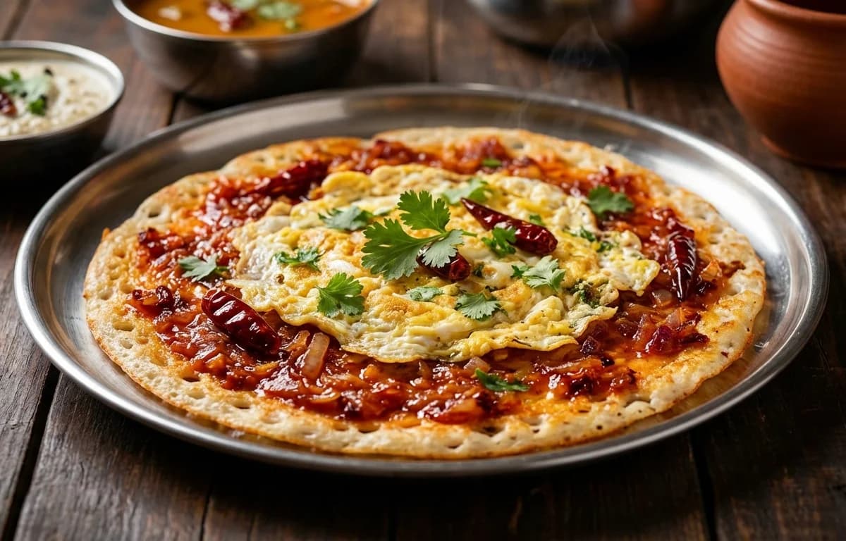 Ulli Karam Egg Dosa