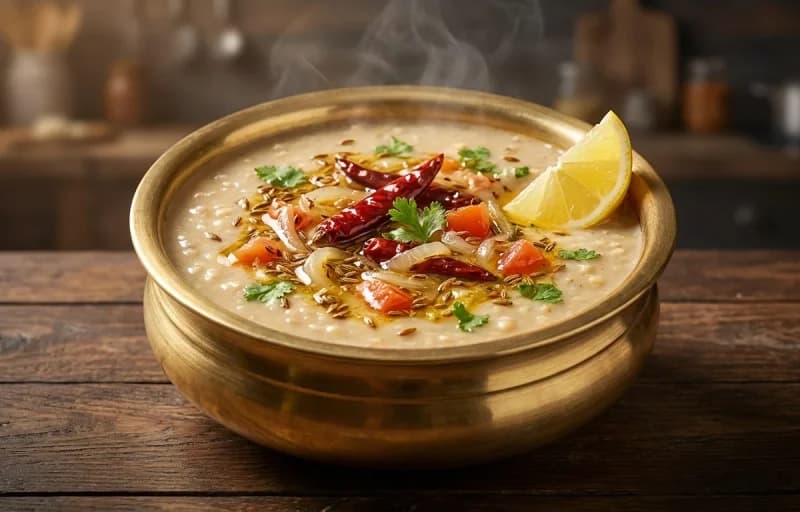 Urad Dal Tadka, Steamed Basmati Rice, Roti and Patta Gobi Sabzi - Recipe 1