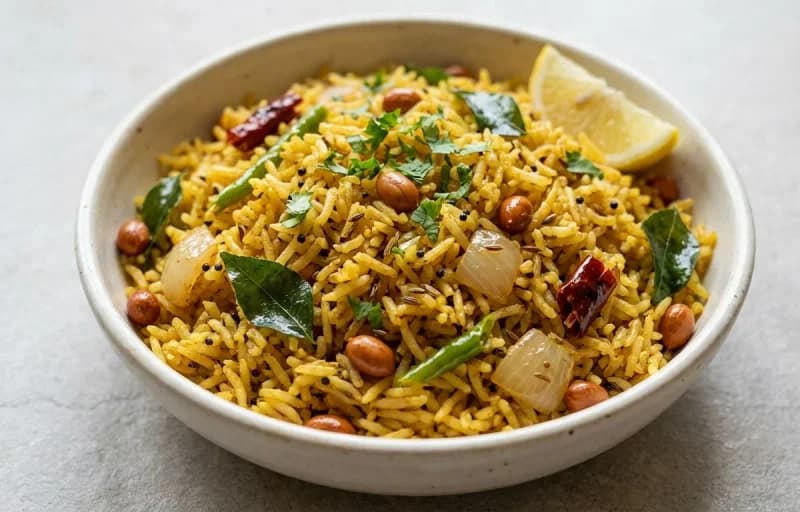 Omelette Curry, Vagharelo Bhat and Roasted Papad - Recipe 2