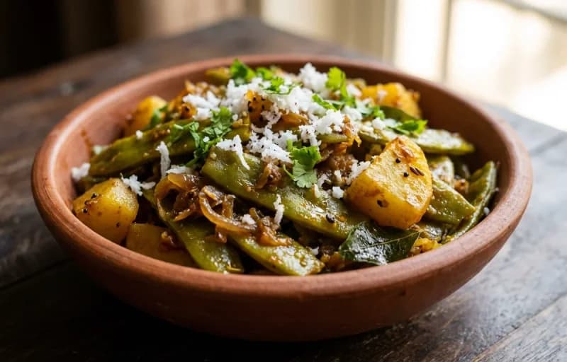 Valpapdi Bhaji, Goan Red Rice and Futi Kadi - Recipe 1