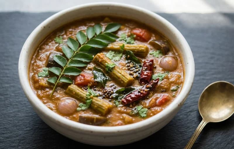 Matta Rice, Varutharacha Sambar, Beans Mezhukkupuratti and Puli Inji - Recipe 2
