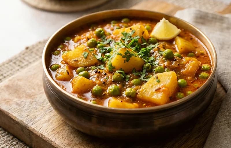 Vatana Bateta Shaak, Puri and Masala Omelette - Recipe 1