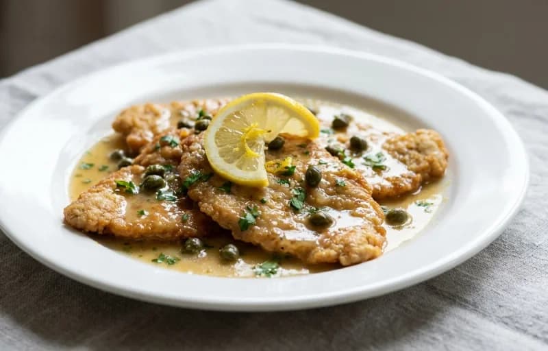 Veal Piccata, Lemon Caper Sauce and Angel Hair Pasta with Tomato and Basil - Recipe 1