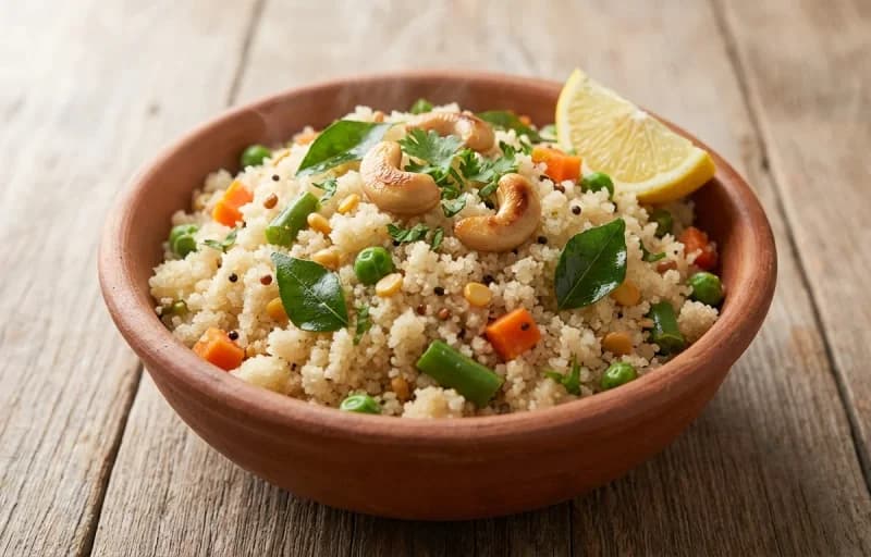 Vegetable Rava Upma with Avakai Pickle - Recipe 1