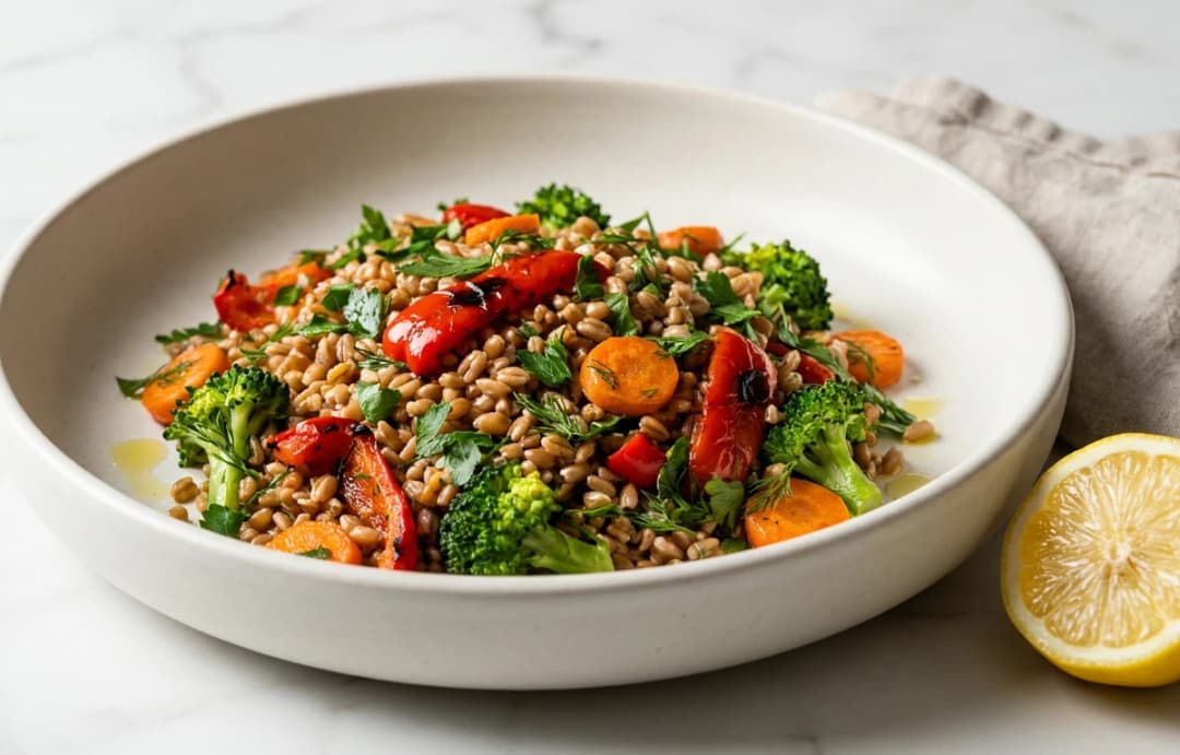 Warm Spelt Salad with Roasted Vegetables