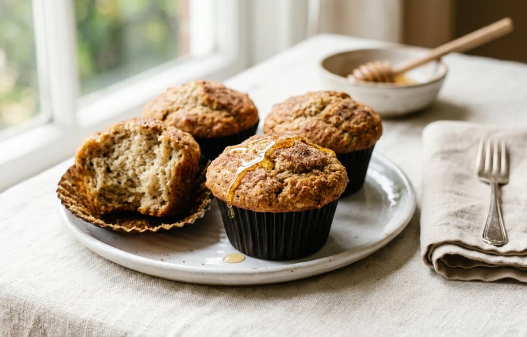 Whole Wheat Banana Honey Muffins