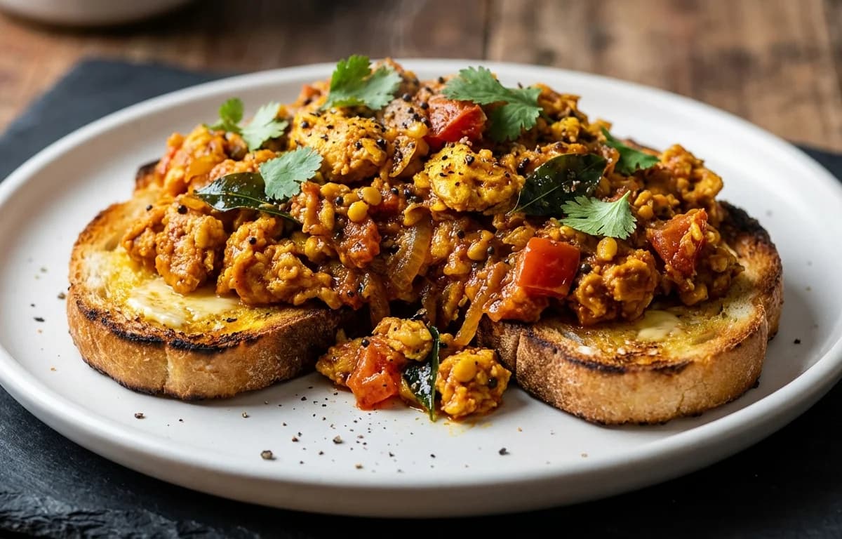 Chettinad Scrambled Eggs on Toast