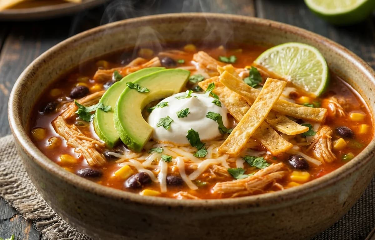 Chicken Tortilla Soup with Avocado