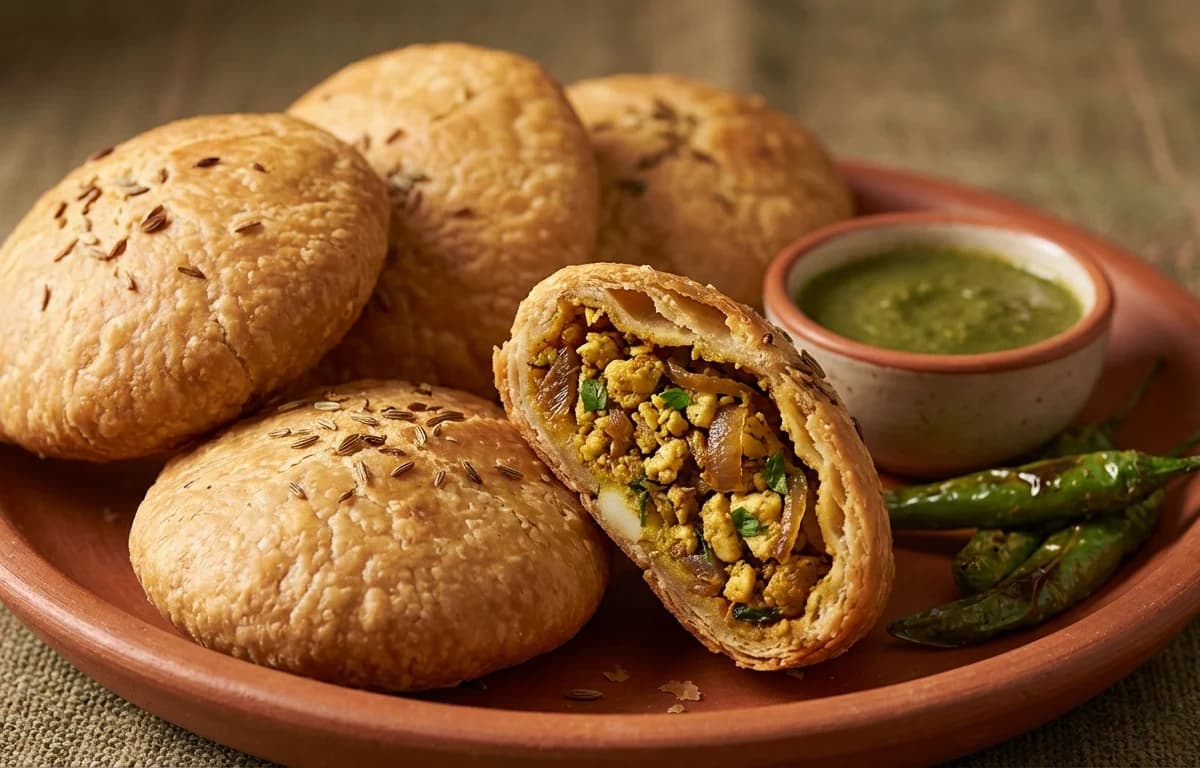 Egg Stuffed Pyaaz Kachori