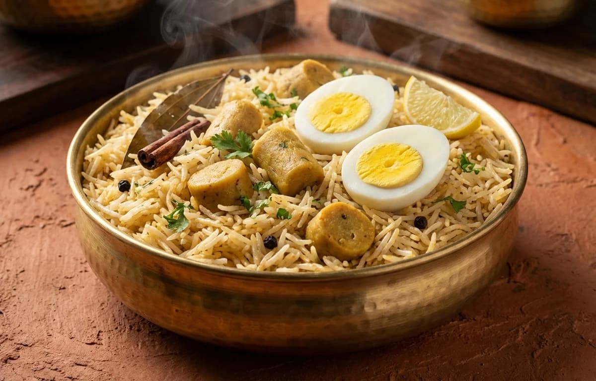 Gatte ka Pulao with Egg