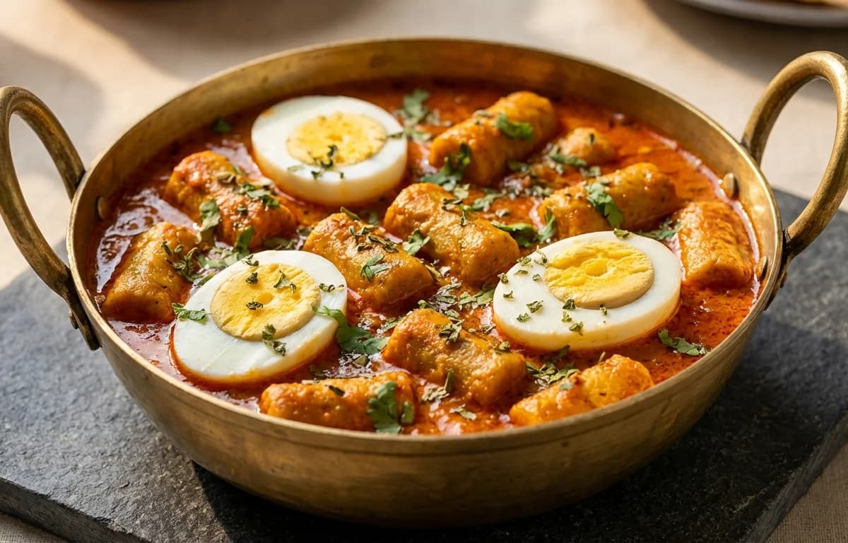 Gatte ki Sabzi with Egg
