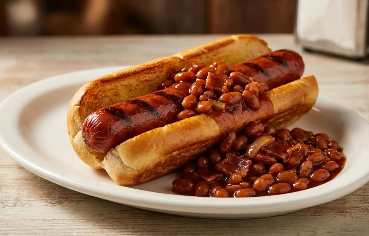 Hot Dog Roll with Baked Beans