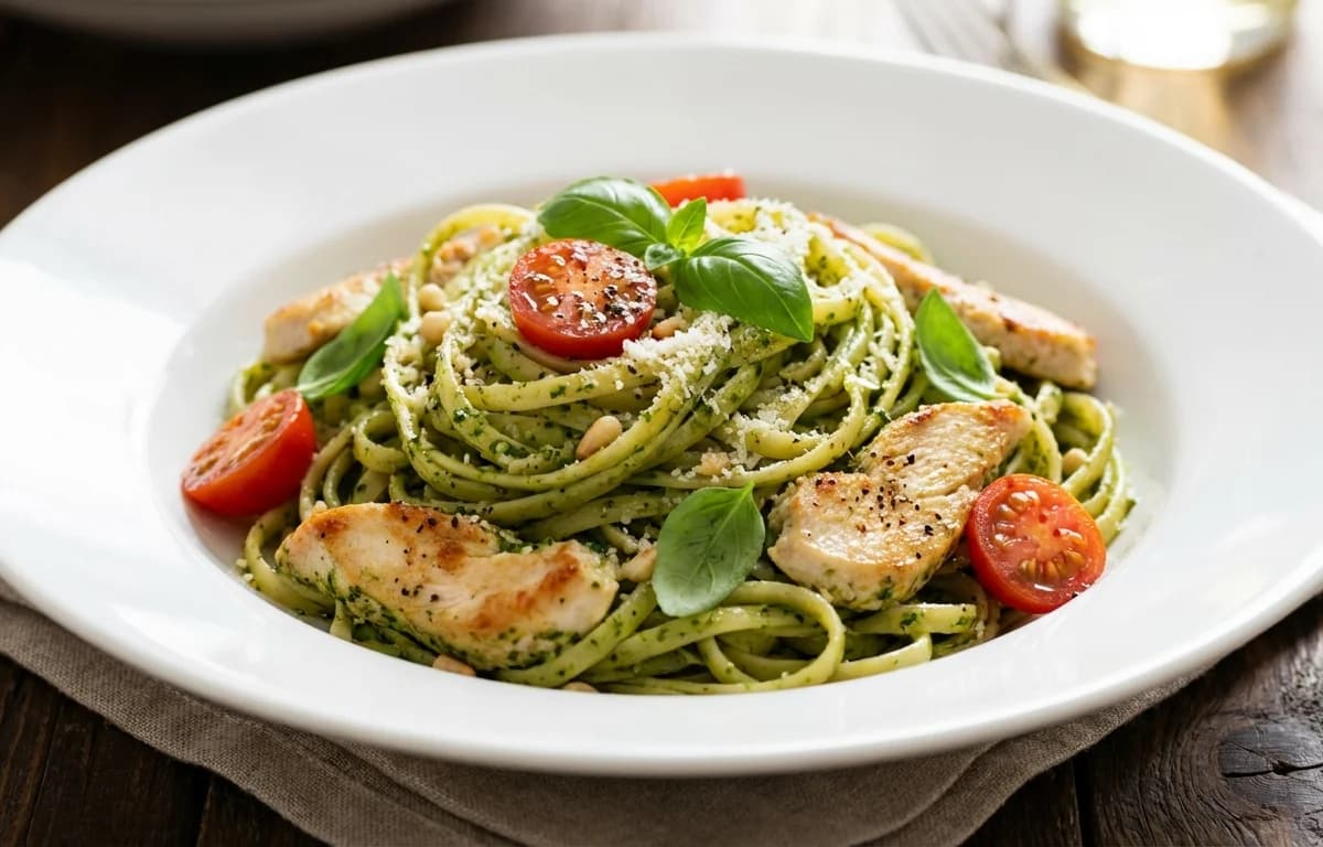 Linguine with Pesto and Chicken