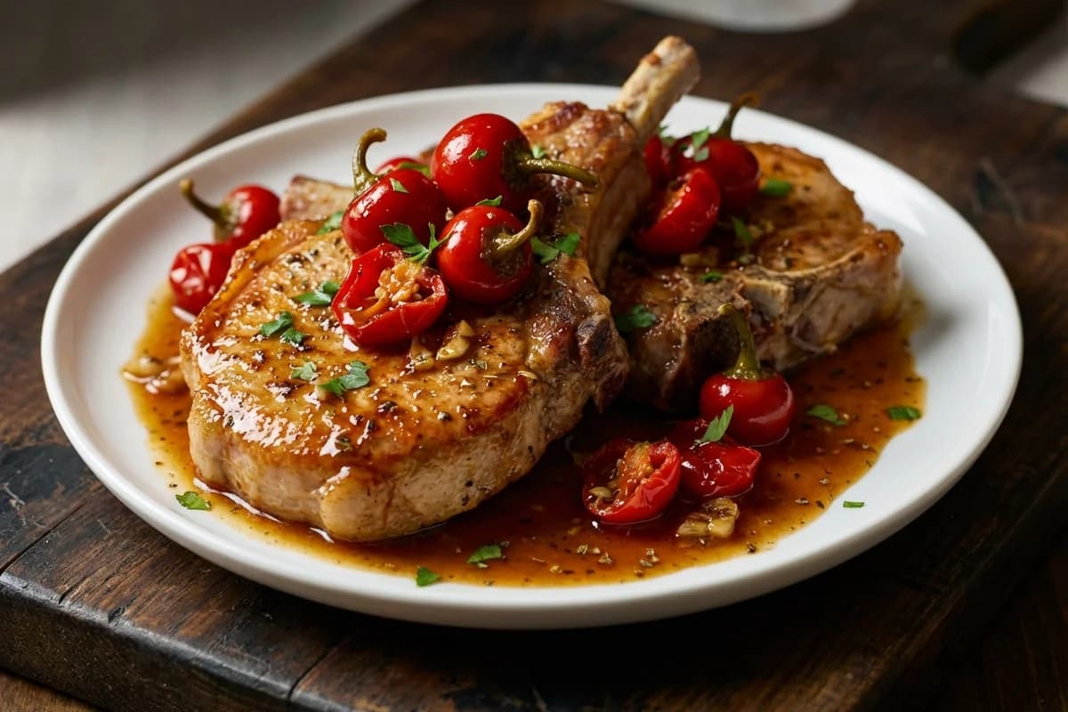 Pork Chops with Vinegar Peppers