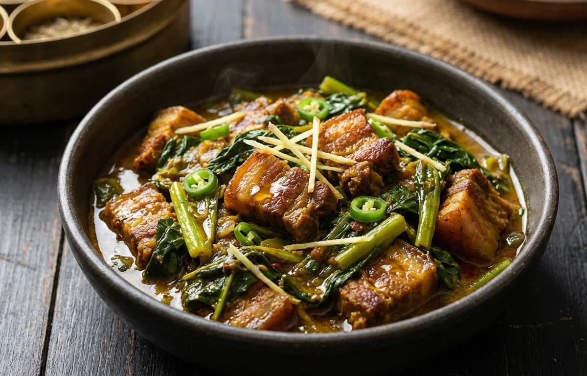 Pork with Mustard Greens
