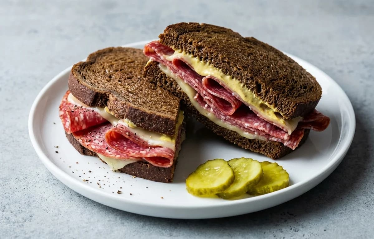 Salami and Mustard Sandwich