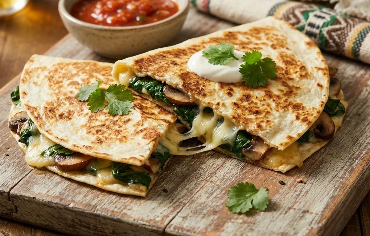 Spinach and Mushroom Quesadilla