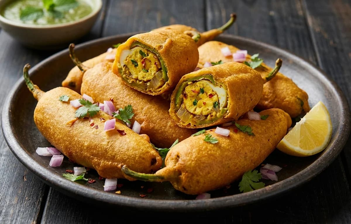 Stuffed Egg Mirchi Bajji