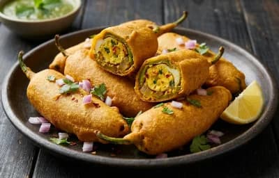 Stuffed Egg Mirchi Bajji