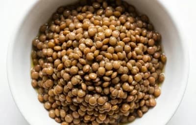cooked brown lentils