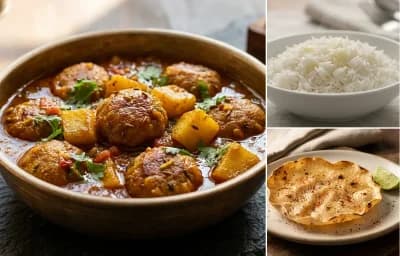Aloo Mangodi Sabzi with Steamed Basmati Rice