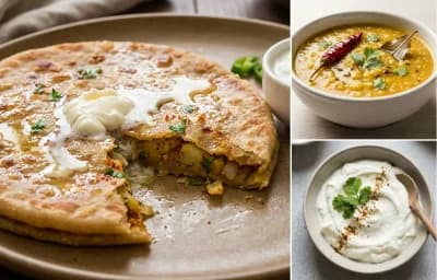 Aloo Paratha with Moong Dal with Plain Dahi