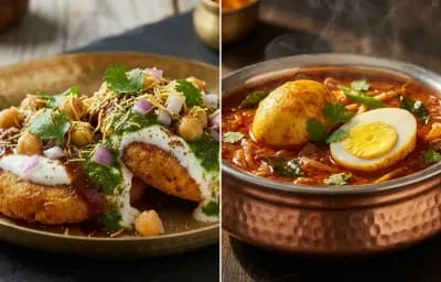 Aloo Tikki Chaat with Egg Masala