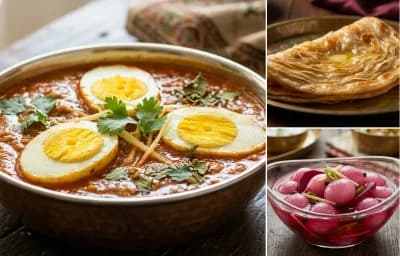 Anda Curry with Warqi Paratha and Sirke Wale Pyaaz