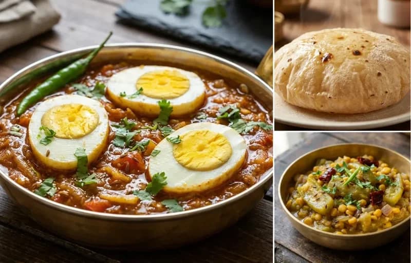 Anda Masala, Phulka and Nenua ki Bhujia
