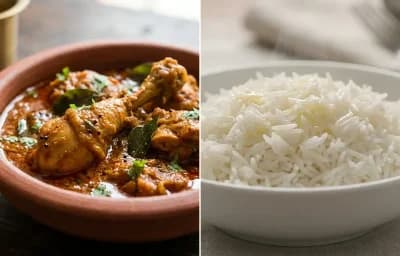 Andhra Chicken Curry with Steamed Basmati Rice