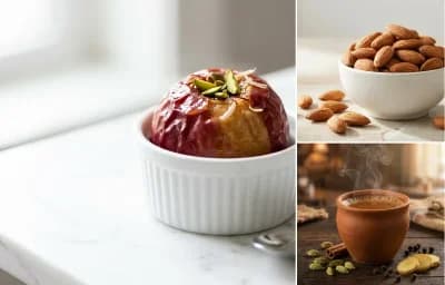 Apple with Handful of Almonds with Masala Cha