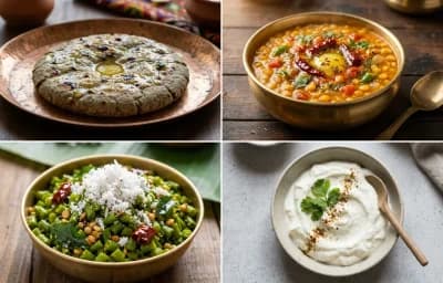 Bajra Roti with Chana Dal with Beans Poriyal with Plain Dahi