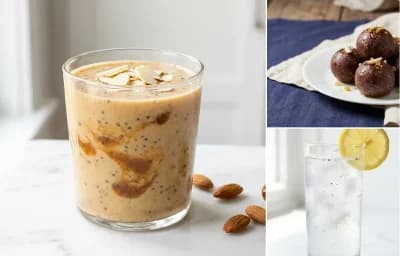 Banana Date Smoothie with Ragi Laddu with Coconut Water