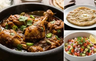 Bengali Chicken Kosha with Bengali Porota