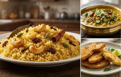 Bengali Mishti Pulao with Alsande Bendi Huli and Jeevkadgi Phodi