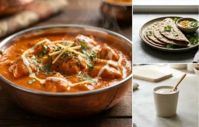 Butter Chicken with Vegan Jowar Roti and Plain Yogurt Cup