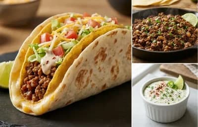 Cheesy Gordita Crunch with Seasoned Ground Beef for Tacos and Spicy Ranch Dressing