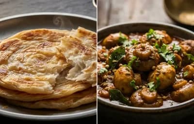 Chettinad Parotta with Mushroom Chettinad Gravy