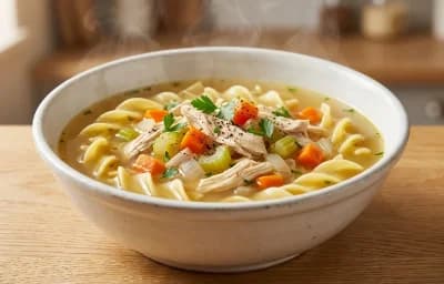 Chicken Noodle Soup with Baby Carrots With Hummus and Peanut Butter Banana Toast