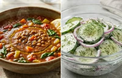 CKD-Friendly Lentil Soup with Quinoa and Cucumber Salad