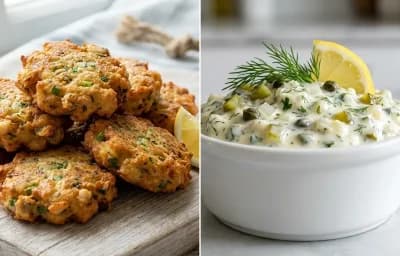 Clam Cakes with Eggless Tartar Sauce