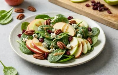 Cooked Quinoa Half Cup with Tofu Grain Bowl and Spinach Apple Salad