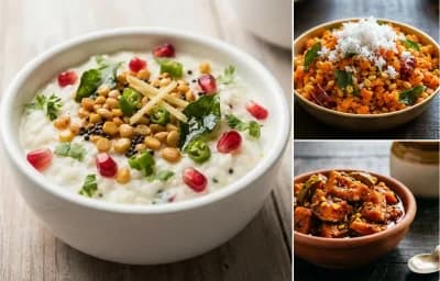 Curd Rice with Carrot Poriyal with Phulka with Mango Pickle