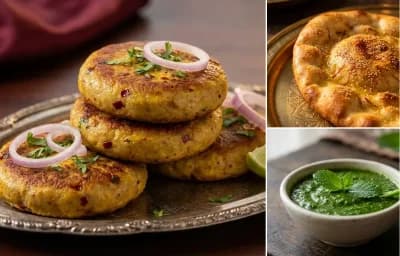 Egg Galouti Kebab with Taftan and Mint Chutney