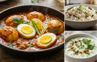 Egg Masala Curry with Cucumber Raita