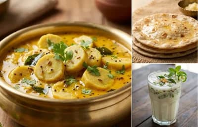 Gatta nu Shaak with Rotli and Masala Chaas